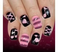 24pcs Faux Ongles De Valentin Rose Coeur Musical Scintillant Presse Sur Ongles Pour Femmes Confortables Toute La Journée Manucure Française Press Ons