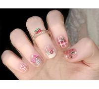 24Pcs Faux Ongles Style Doux Avec Nœud Papillon Et Cœur, Ongles À Poser Prêts À L’Emploi, Coffret Simple Et Élégant Avec Colle (R13)