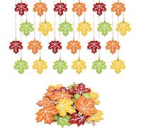 24pcs Feuille d'Érable Décorations d'arbre d'automne, en Bois Pendentifs à Feuilles d'automne Décoration Suspendue Thanksgiving pour Petits Arbres Récolte Fête Décoration d'Intérieur