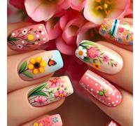 24pcs Flower Press Sur Les Ongles En Forme De Ballet Faux Artificiel Floral En Acrylique Bâton Glossant La Presse À Fleurs L'ongle