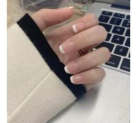 24pcs Français Court Carré Faux Ongles Nu Faux Ongles Strass Presser Les Ongles Femmes Et Les Filles (N3)