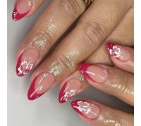 24pcs French Styles Presse Sur Des Ongles Acrylique Pour Femmes Amond Stick Sur Les Couvertures Complètes Faux Pour Les Femmes De Fête De Vacances Nail