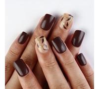 24pcs French Tip Press Sur Les Ongles Feuilles Stick Sur Carré Acrylique Artificiel Complexe Complets Faux Pour La Conception Des Femmes Faux Ongles