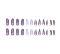 24pcs Gradient Féminin Presse Chatoyante Violente Sur Les Clous Avec Des Conceptions De Fleurs À Forme Carrée Fausse Colle Sur Un Clou