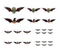 24Pcs Halloween 3D Lighted Bats,2025 New 3D Bat Design LED Decoration,Hanging Bat Decorations for Indoor Outdoor Windows Bedrooms (01)