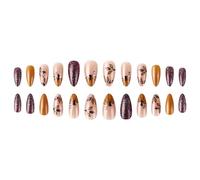 24pcs Halloween Amond Faux Nails Avec Des Ongles Feuilles Citrouille Art Accessoires Grâces Presse Sur Les Clous Pour Femmes