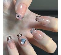 24pcs Léopards Presser Sur Les Clous Couvertures Complètes Faux Ongles Avec Des Artificiels Pour Les Fêtes Le Square Quotidienne Faux Ongle