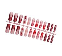 24pcs Long Square Press On Nails Christmas Faux Conseils Français Stick On For Elegant Women Manucure Decoration Party Ready Nail