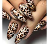 24pcs Longue Presse Sur Les Ongles Amond