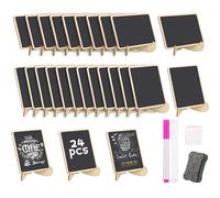 24pcs Mini Tableau Noir avec Support, Tableau Ardoise Enfant, Petits Tableaux Noirs, Petit Panneau Carré pour écrire avec des Marqueurs de Craie Effaçables pour Cartes De Place d'anniversaire (24)