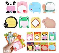 24pcs Notes Adhésives en Forme Animaux, Mini Notes Autocollantes, Super Sticky Notes,Feuilles Notes Autocollantes Mignonnes, Blocs Mémo Autocollant pour Maison, Bureau, Cadeaux Elèves