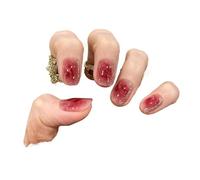 24PCS Ongles à coller œil de chat vert foncé, carrés courts brillants | Capsules en ABS pour soirée, finition brillante et forme carrée courte couvrante(Style 6,Medium)