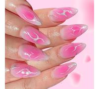 24Pcs Ongles Artificiels Valentin Coeur Rose Flamme Paillettes Faux Ongles Design Doux Pour Fête Mariage Utilisation Quotidienne Valentin Rose Coeur Paillettes Presser Sur Ongle