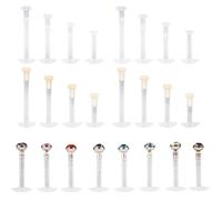 24Pcs Piercing Labret Levre Bouche en Bioflex Transparent pour Nez Madonna Tragus Helix Oreille Barres Tige