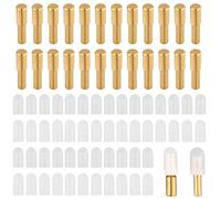 24pcs Piquets d'Étagère en Laiton pour Bibliothèque, avec 52 Housses Antidérapantes en Silicone Piquets d'Étagère Jaunes pour Étagères Broches d'Étagère en Métal