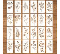 24pcs Pochoirs à Fleurs Sauvages pour Peinture, Réutilisables Pochoirs à Feuilles et Fleurs Modèles de Dessin Floral pour Peinture sur Bois Artisanat Toile Art Mural Décoration d'Intérieur