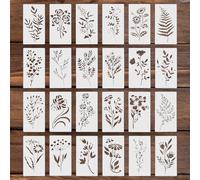 24pcs Pochoirs de Fleurs Sauvages pour la Peinture, 24 Motifs Pochoirs de Feuilles et de Fleurs Réutilisables Pochoir de Peinture Florale Pochoirs d'Art Botanique pour Peinture sur Bois