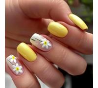 24Pcs Press On Nails French Tip Square Tips Designs Fake Artificial Acrylic Full Covers False On Nail Coffin Almond French Tip On Nail