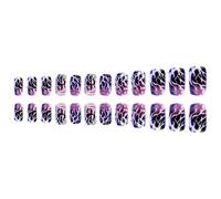 24PCS Presse Esthétique Foncée Sur Les Ongles Design Faux Réutilisables Pour Adolescents Adultes Utilisation Quotidienne D'Halloween Faux Gothiques Éclairage