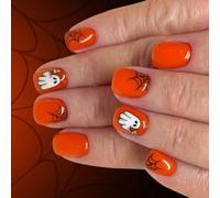 24pcs Presse Réutilisable Sur Les Ongles Thème Halloween Avec Des Skull D'araignée Et Un Ongle De Truqué Halloween Confortable