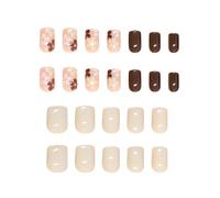 24pcs Presse Sur Des Ongles Colles Carrées Les Fausses Conceptions Françaises De Faux Cadeaux Artificiels Pour Femmes Girnes Glues Acryliques L'ongle Pour Femmes Claires