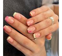 24pcs Presse Sur Des Ongles Glues D'amande Les Faux Conceptions Françaises Faux Cadeaux Artificiels Pour Les Femmes Filles Le Cercueil De L'ongle