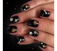 24pcs Presse Sur Les Ongles Halloween Gothic Nails Art Black Pumpkin Design For Women Party Pumpkin Skeleton Nail Art