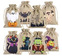24pcs Sac En Lin Cadeau Noel Cordon, Sachet Bonbons Halloween, Tissu Cordon Petite Pochette Cadeau, Emballage Cadeau ThéMatique Pour Les FêTes, Pour Les Cadeaux, Les Collations, Les Bonbons (B)