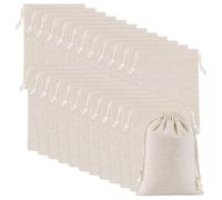 24pcs Sachet Tissu avec Cordon, Pochon Coton 13x18cm, Sachet Toile de Jute Reutilisable, Pochette Cadeau Tissu pour Calendrier de L'avent, pour Créations Noël Mariages Anniversaires Cadeaux Bijoux