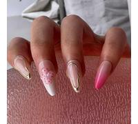 24pcs Short Amond Press On Nails Christmas Thème Des Conseils Français En Acrylique Couverture Complète False Pour Les Femmes Nail Art Festive