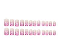24pcs Square Appuyez Sur Des Ongles Avec Des Conceptions Florales Bâton Sur Les Couvertures Complètes Fausses Accessoires De Manucure Brillante Nail Carré