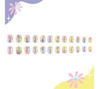 24pcs Square Press On Nails Designs Brillants Français Faux Nails Acryliques Faux Coles Artificiels Sur Les Femmes Design Nail