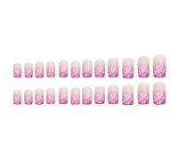 24pcs Square Press On Nails Designs Floral Stick On Fomen And Girls Glossy Artificial Full Covers Nail Couverture Complète