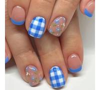 24pcs Square Press Sur Des Ongles Designs Brillants Français Faux Acryliques Fausses Colues Artificielles Sur Les Femmes Conception De Faux Ongles