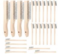 24PCS Wire Brush, Duty Stainless Steel Wire Brushes with Wood Handle, 7 and 10 Inch Versatile Stiff Bristle Metal Brush