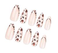 24pieces Amond Shape Press Sur Les Ongles Avec De Points D'animal Long Faux Pour La Mode Mesualités Art Des Ongles Réutilisables