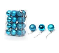 24pièces Boules de Noël lac Bleu 3cm(1.18 Pouces) décoration de Boules de Noël incassables en Plastique (24pcs 3cm lac Bleu)