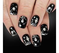 24pieces Halloween Press On Nails Cobweb Skeleton Design Abs Pas Besoin D'outils Réutilisables ABS FAUX Nail