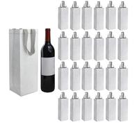 24Sacs Cadeaux de Vin, SHAIDOJIO Sac Cadeau Vin Argentés en Vrac avec Poignée, Sac Bouteille Vin en Non Tissés de Bouteille, Pochette Cadeau Bouteille pour Fête Noël Affaire Mariage et Saint-Valentin