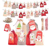 24sets de calendriers de l'Avent à remplir, calendriers de l'Avent à remplir, calendriers de Noël DIY en tissu à remplir soi-même avec des petits