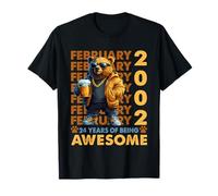 24th Birthday Cool Bear February 2002 Vintage 24 Years Old T-Shirt