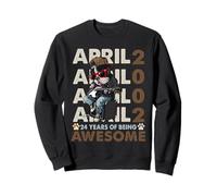 24th Birthday Dog Lover April 2002 Vintage 24 Years Old Men Sweatshirt
