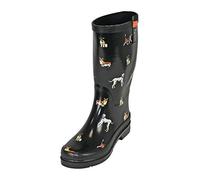 24trade Regenliebe Waldi Bottes Caoutchouc Femme Bottes Hautes Motif Chien, Couleur:Noir, Taille:40 EU