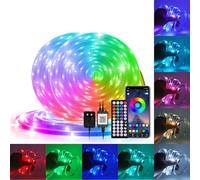 24V 3535 RGB Ruban LED, Flexible IP67 Etanche LED bande Colle double face Multicolore Strip Light Dimmable avec Contrôleur de musique Bluetooth IR à 44 touches pour Extérieur/Intérieur Décor.30M