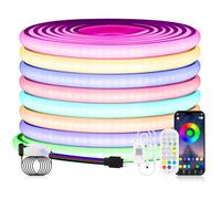 24V COB RGB LED bande, 576 LEDs/m Neon Couleur Changement Ip67 imperméable Ruban LED Light Strip avec 24 touches IR Bluetooth musique RGB Contrôleur pour Armoire, Fête, Cuisine,DIY Décoration.