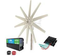 24v,Générateur d'éolienne Horizontal à énergie Nouvelle 3000W, 12V 24V 48V avec contrôleur MPPT à 10 pales, Petite éolienne pour Une Utilisation en Usine à Domicile (Faible Bruit)