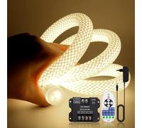 24V Ruban lumineux néon, 360 degrés Maille circulaire 2835 240 Leds/m Néon LED Bande, IP67 Imperméable Neon Lumiere LED avec Gradateur monochrome RF 30A à 23 touches.(Adaptateur secteur inclus)
