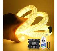 24V Ruban lumineux néon, 360 degrés Maille circulaire 2835 240 Leds/m Néon LED Bande, IP67 Imperméable Neon Lumiere LED avec Gradateur monochrome RF 30A à 23 touches.(Adaptateur secteur inclus)