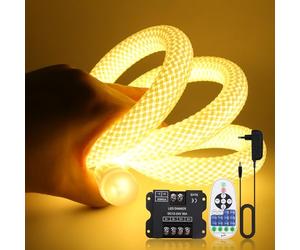 24V Ruban lumineux néon, 360 degrés Maille circulaire 2835 240 Leds/m Néon LED Bande, IP67 Imperméable Neon Lumiere LED avec Gradateur monochrome RF 30A à 23 touches.(Adaptateur secteur inclus)