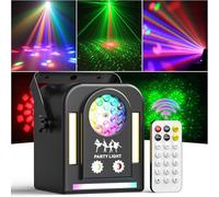 24W Lumière de Fête Disco, 4 en 1 Lumière de Scène LED RGB + COB DJ avec Télécommande, 8 Modes Automoteurs, Mini Projecteur à Effet Adaptée aux Fêtes de Famille Fêtes d'anniversaire Bar Scène Cadeaux